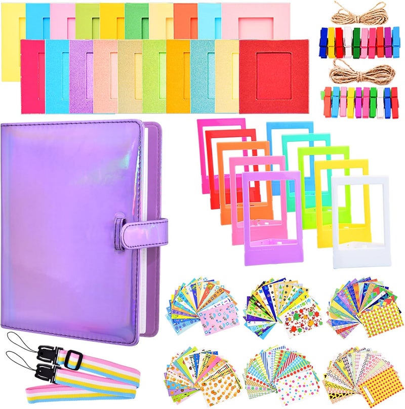 Sunmns Accessories Bundle Kit Compatible with Fujifilm Instax Mini 12 11 9 8 90 70 Instant Camera, Include Album, Film Stickers, Photo Frames, Hanging Frame, Strap (Bright Purple) - Image 1